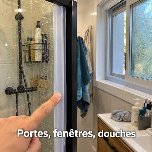 Strip on a shower door
